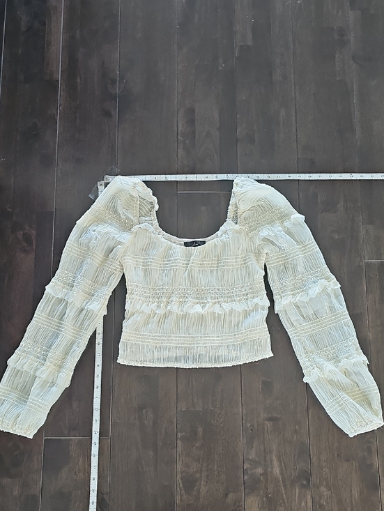 Lulus Tops - Lulu's Ivory Smocked Ruffle Long-Sleeve Crop Top